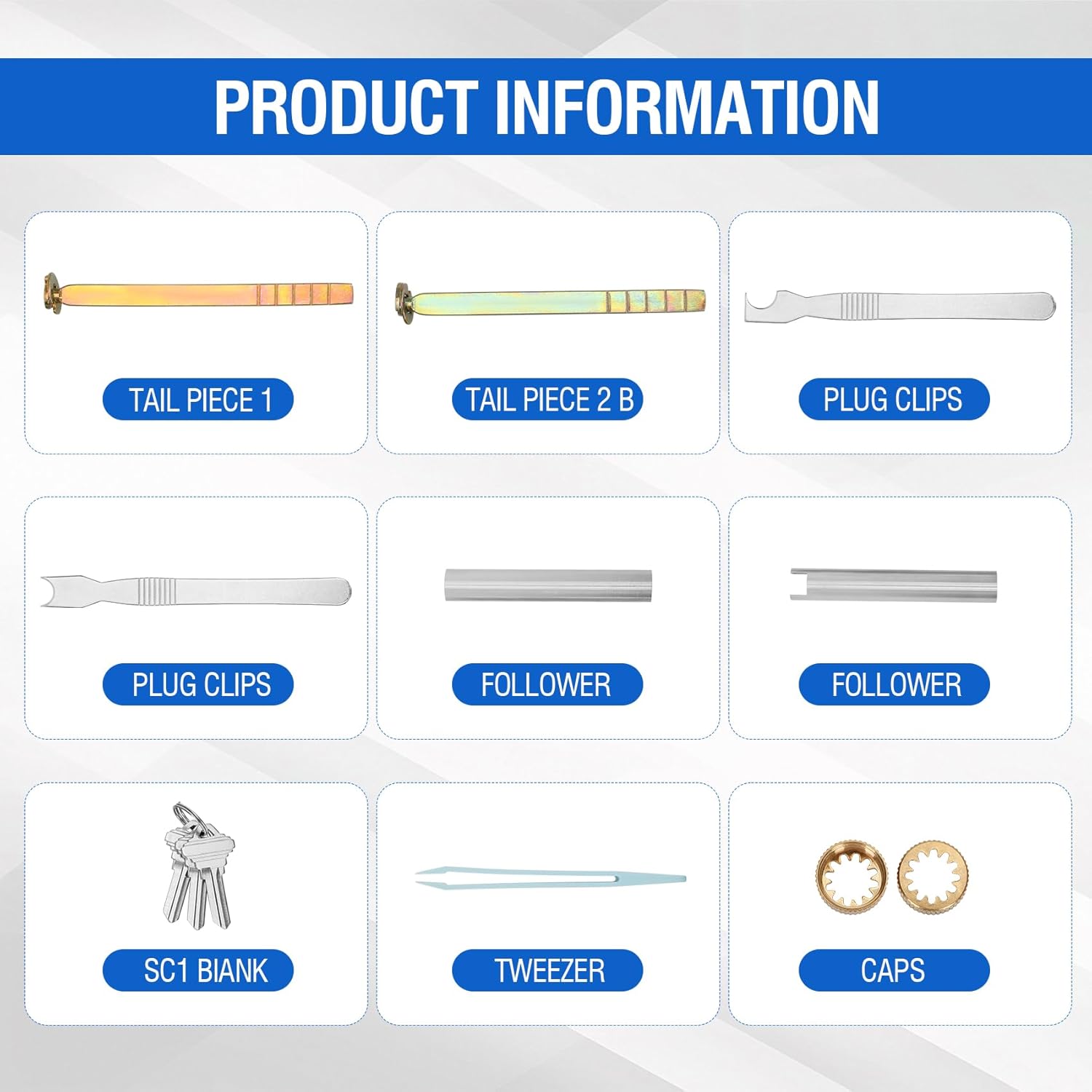 Re-Key Kit SC1 & SC4 Complete Rekeying Kit 1100-Piece for Sc-hlage Locks, Compatible with SC1/SC4 Door Component, Bottom Pin, with Pins, Springs, Cap, Tail Piece, Master Pin,and SC1 Pick