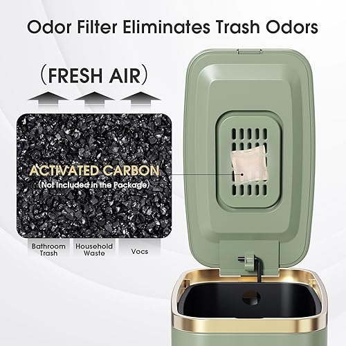 Miniatura 9 de Small Bathroom Trash Can with Lid Soft Close-6L1.6 Gal Slim Step Garbage Can-Metal Pedal Wastebasket-Narrow Rectangle Garbage Container Bin for