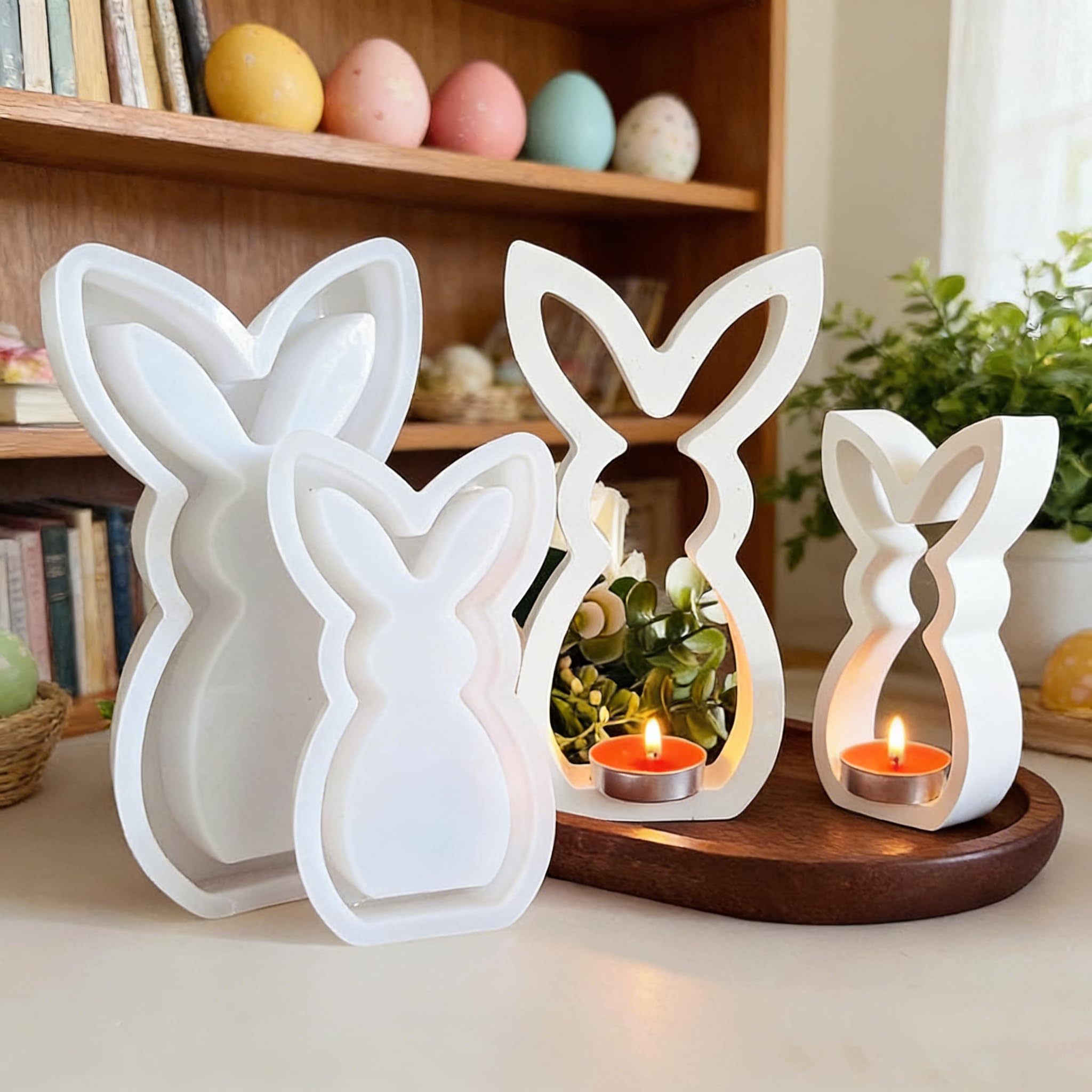 2 Stück Ostern Kaninchen Silikonform,3D Eierform Ostereierform,Silikonformen Ostern,SilikonformOstern Osterei,3D Osterhase Kerzenformen,Kerzenform Osterdeko,Gipsform Osterhasen Silikonform