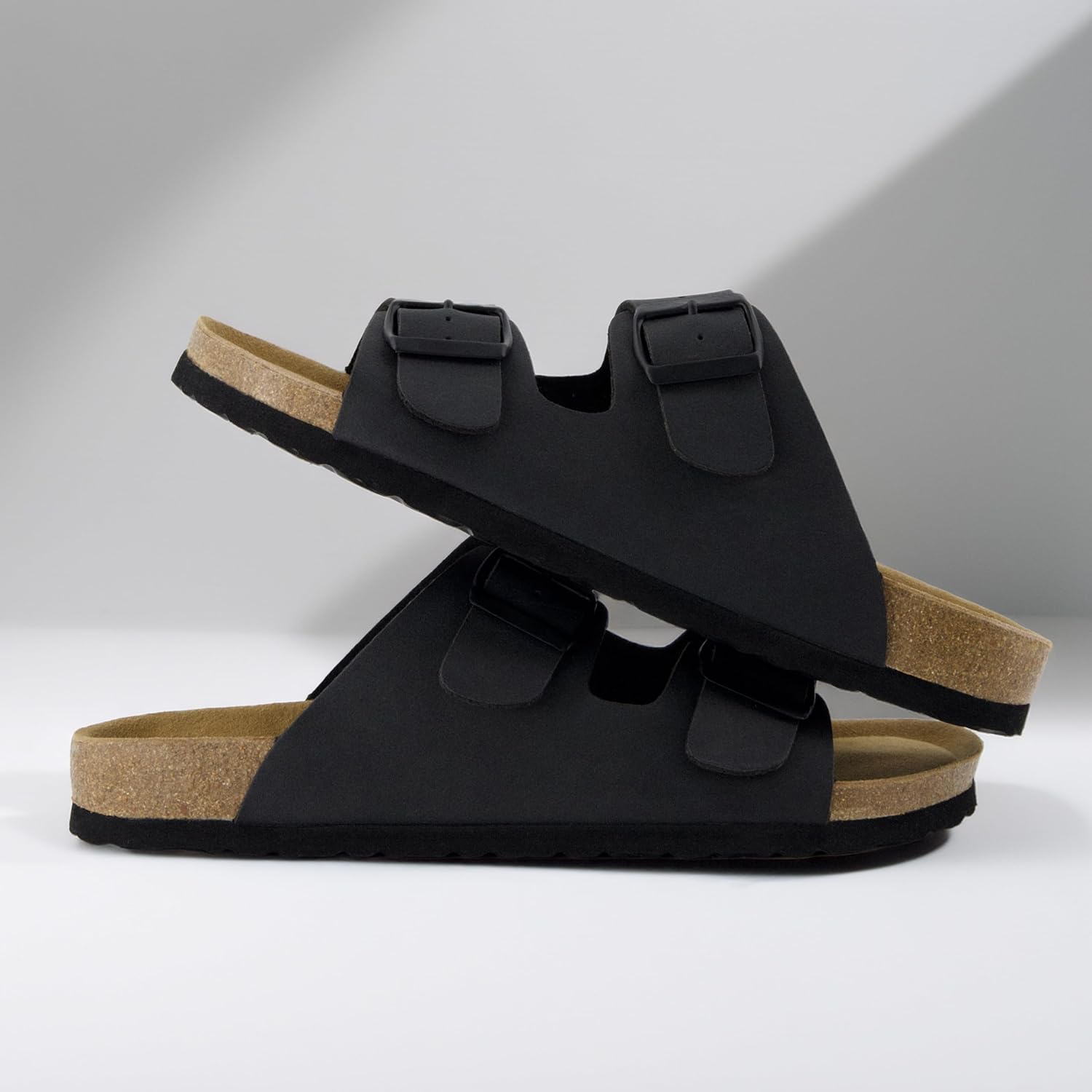 CUSHIONAIRE Lane Cork Footbed Mens Sandals, Adjustable Buckle Comfort Slides for Men, Genuine Leather Insole Summer Sandals Men Footwear - Image 7