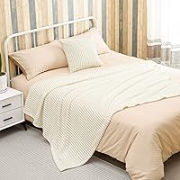 Vista 38 de Bnuitland - Manta de franela marrón con funda de almacenamiento, 300 GSM, manta de sofá súper suave con patrón de rayas de forro polar para bebés