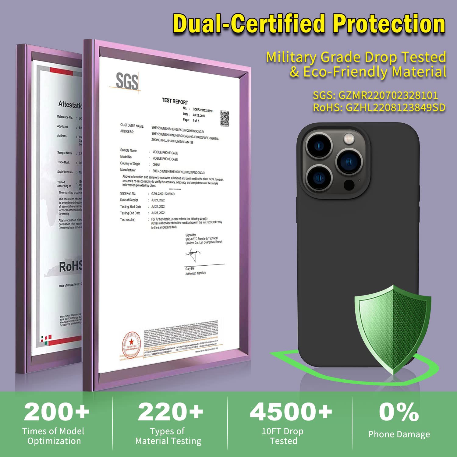 QHOHQ [5 in 1 for iPhone 14 Pro Max Case, with 2X Screen Protector + 2X