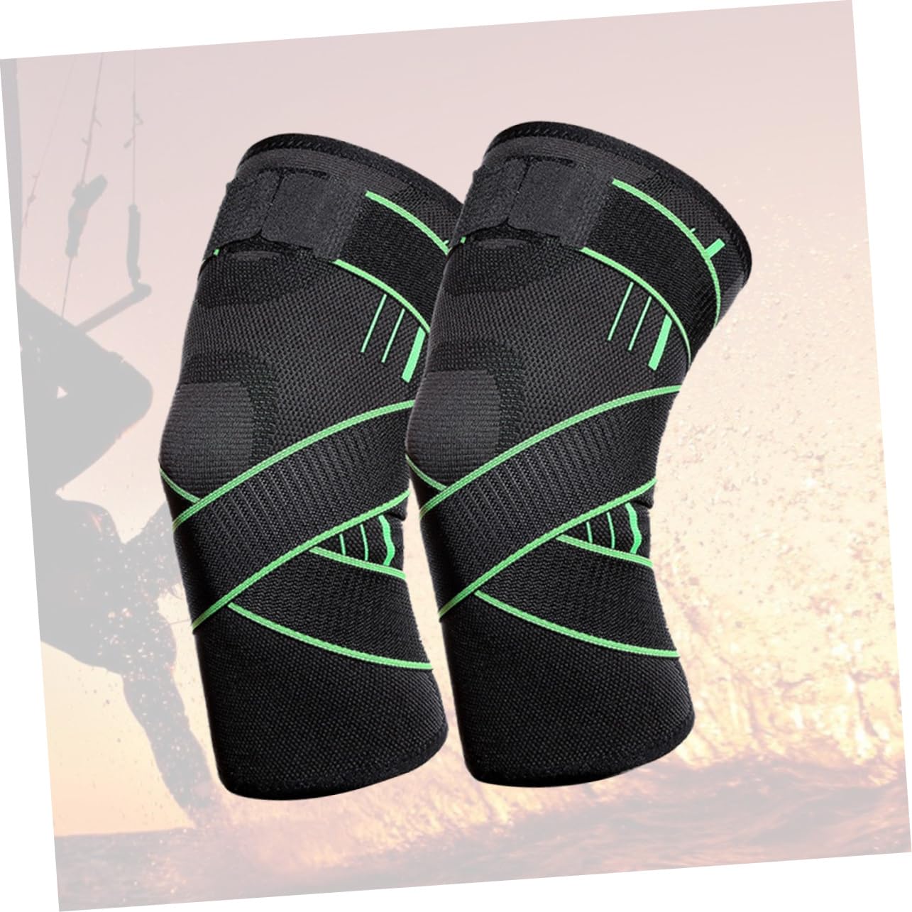 Knee Brace 2 Pcs Elastic Compression Nylon Black for Hiking Football | Aiding Injury Recovery, Absorbing Support, Wrapping Band Design, Comfortable Wear for Sports Enthusiasts Outdoors