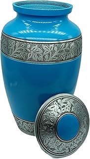 Personalized Urns for Human Ashes Adult Memorial urn Funeral Cremation Urn Custom Engraved Funeral Cremation Urn Keepsake Urn for Human Ashes with Velvet Bag (Sky Blue)