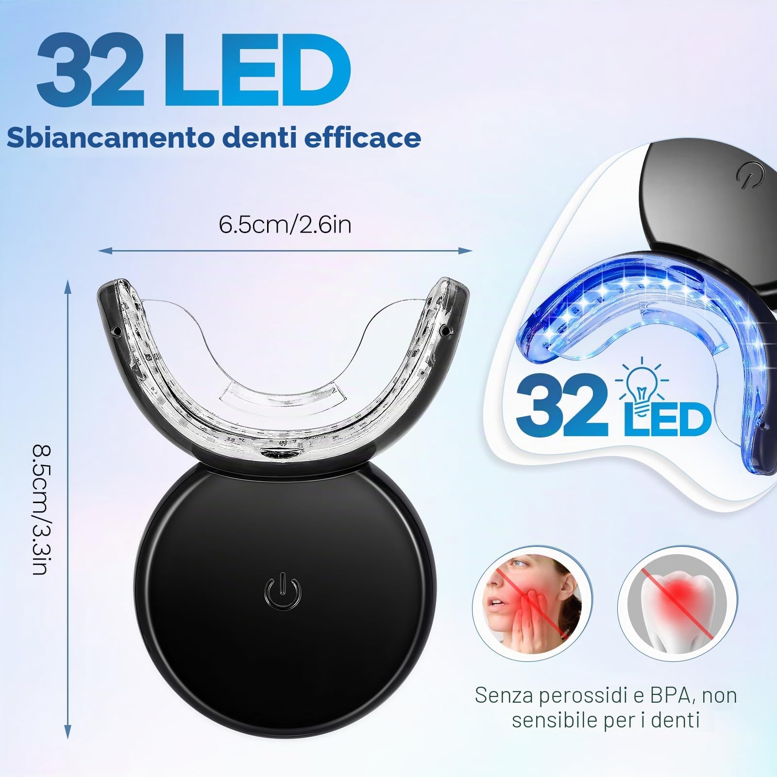 Kit Sbiancante Denti, LED Sbiancante Denti Professionale con 3pcs Gel Sbiancante per Denti, Ricarica Magnetica, Rimuovere Rapidamente Macchie Dei Denti, Kit Per La Cura Dentistica Domestica