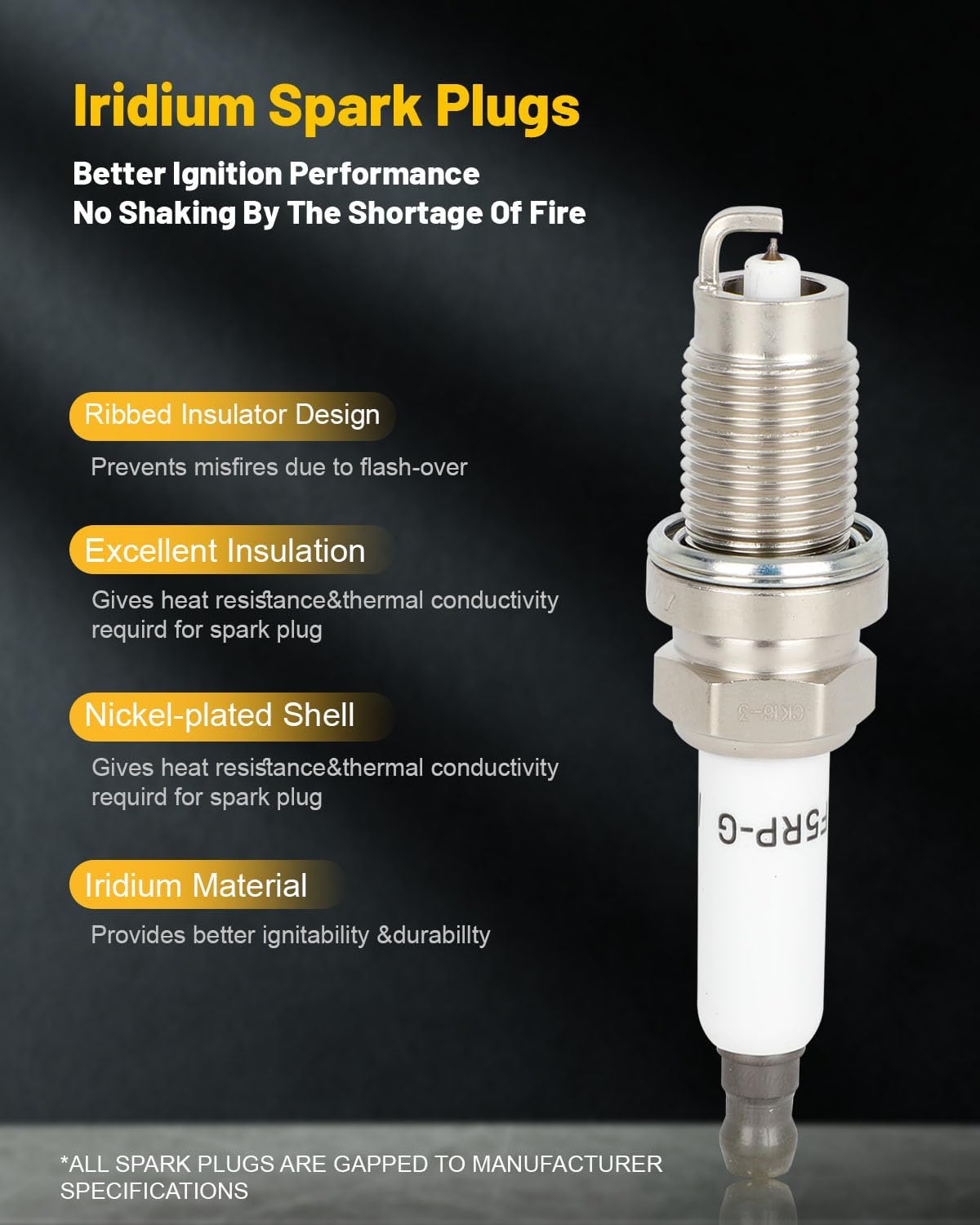 OCPTY Fits 2014-2015 for Volkswagen Nuevo Gol 1.6L/L4,1998-2011 for Volkswagen Beetle 2.0L/L4 Ignition Coil and Spark Plugs 5 Pins #UF484 (1 Ignition Coils with 4 Iridium Spark Plugs Packs)
