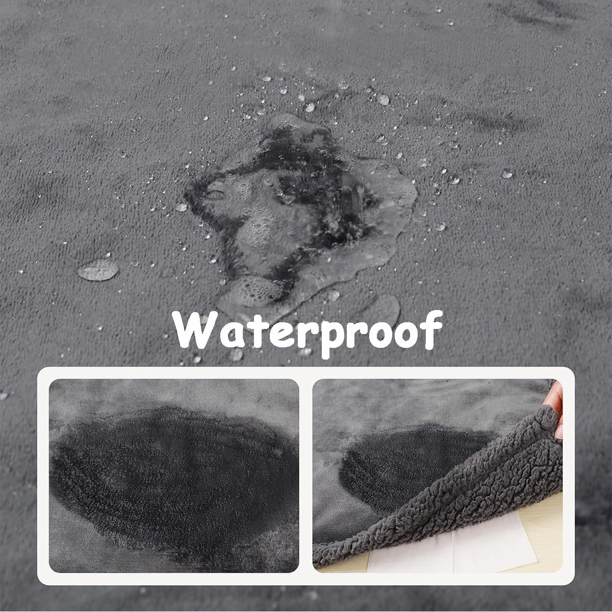 Couverture réversible imperméable et lavable pour chiens de taille moyenne, chiot, chaton en peluche douce pour canapé, lit et canapé (noir, 200 x 200 cm)
