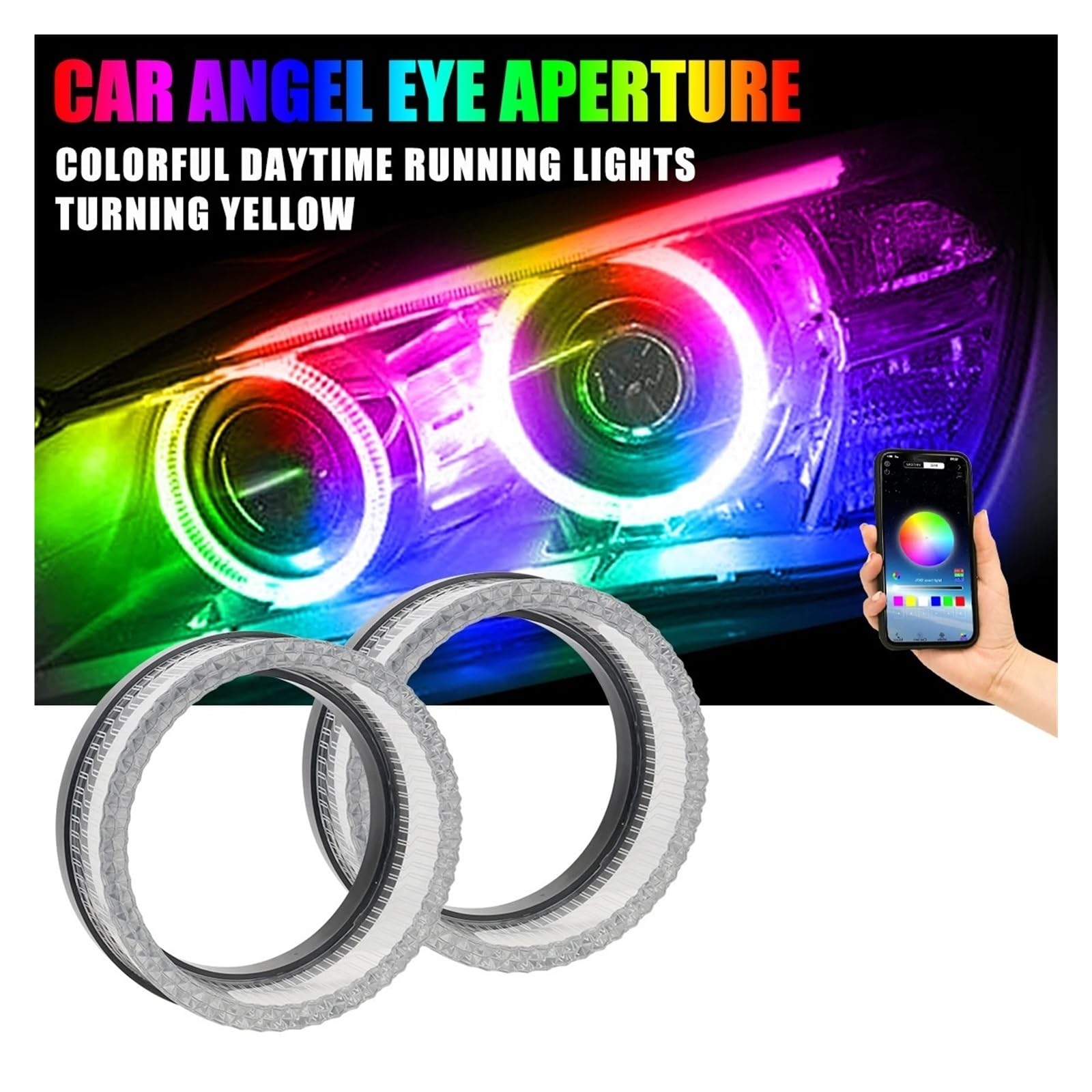 Fari occhio d'angelo Auto Moto Anello Apertura Decor Luce 1/2PCS 12V LED Rotondo Quadrato Angel Eye RGB Faro Di Marcia Diurna Anelli halo LED