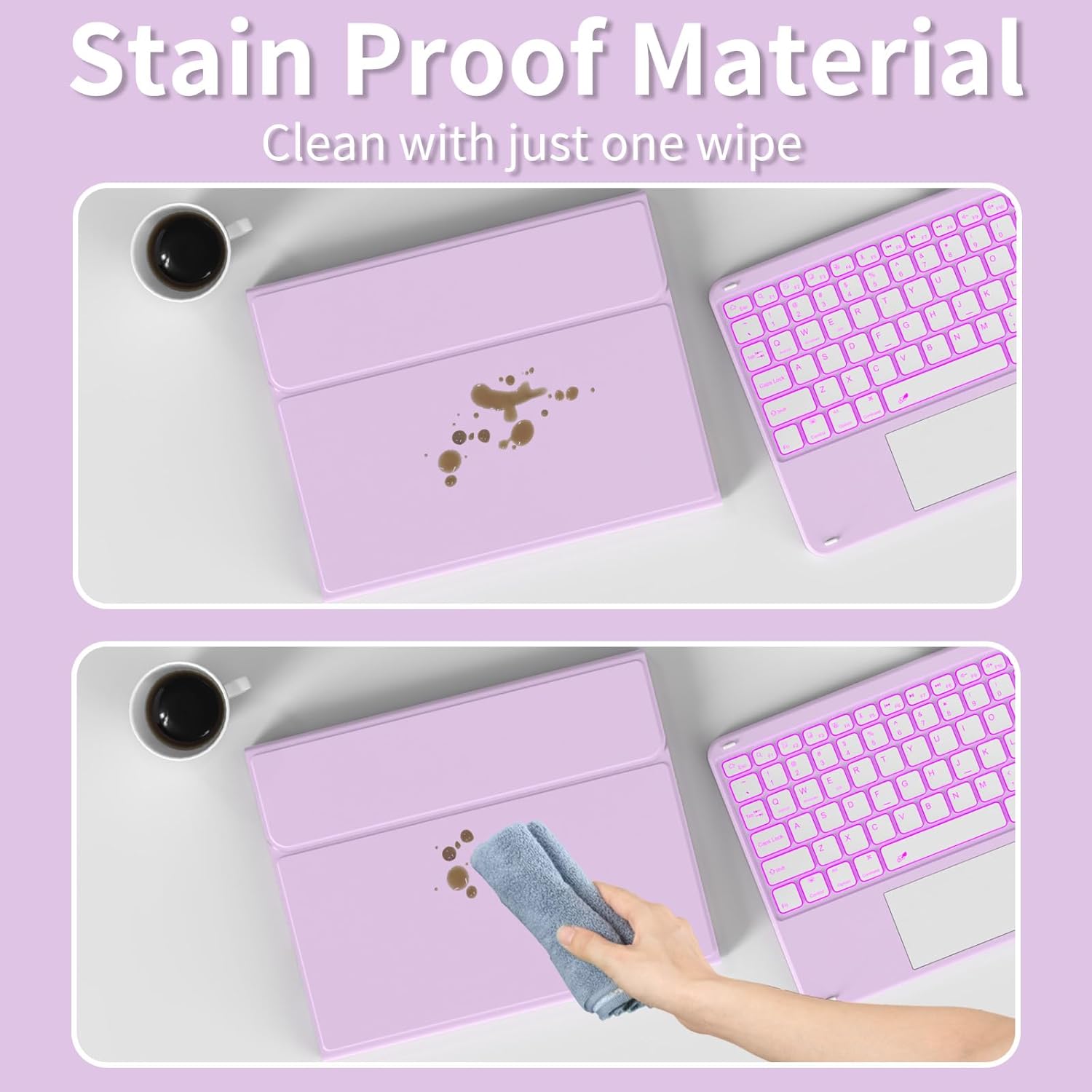 Keyboard for iPad 11th Gen, 11/10.9inch iPad Case with Pencil Holder, Multi-Touch Trackpad 7 Color Backlit, 11inch A16/10.9" case with Wireless Keyboard Folio Cover Auto Wake/Sleep, Purple