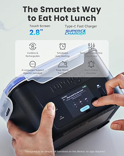 Miniatura 2 de G1 - Lonchera eléctrica inteligente con calefacción, inalámbrica, capacidad de 5 tazas, 74 Wh, funciona con batería, 250 F máximo, calefacción