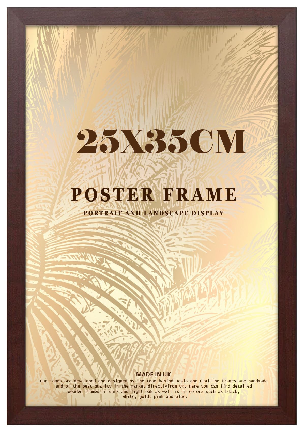 DEALS ON DEAL Minimalist Slim Profile Mahogany Poster Frame 35x25cm MDF Picture Frame for Jigsaw Puzzles Shatter-Proof Front Portrait/Landscape Ideal for Home & Office Décor