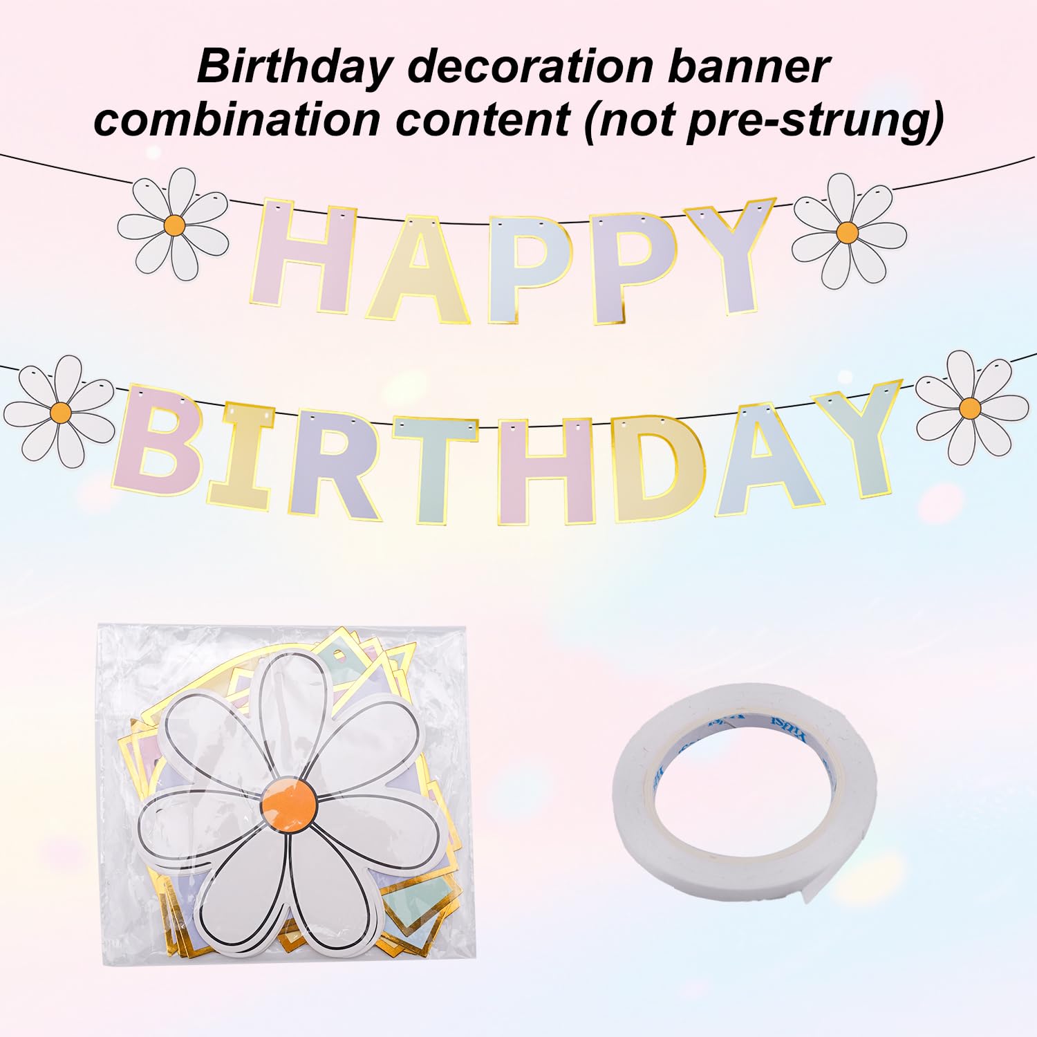 COLANANA Happy Birthday-Banner Mit Macaron-Motiv – Bunte Buchstaben Auf Gold, Für Geburtstagsparty & Deko