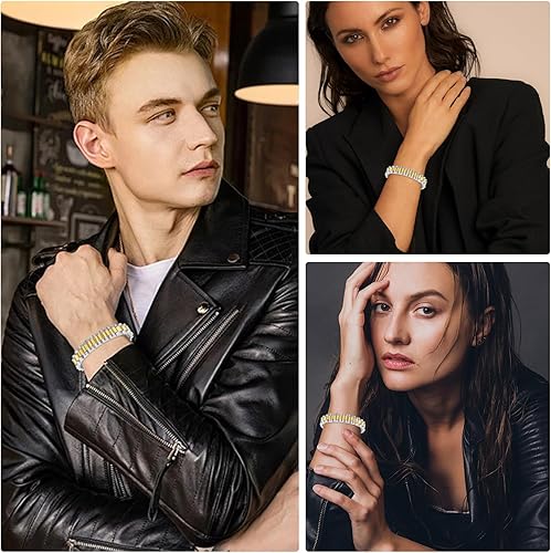 Miniatura 2 de YBMYCM Correa de reloj gruesa para mujer, chapada en oro, impermeable, acero inoxidable, pulsera de eslabones