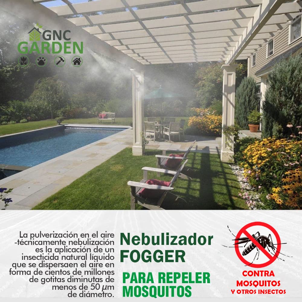[Pack 50] Nebulizador fogger de 4 Salidas. Sistema de enfriamiento Profesional agrícola por nebulización. Nebulizador de riego con válvula Anti Drenaje. Radio de riego hasta 2mts