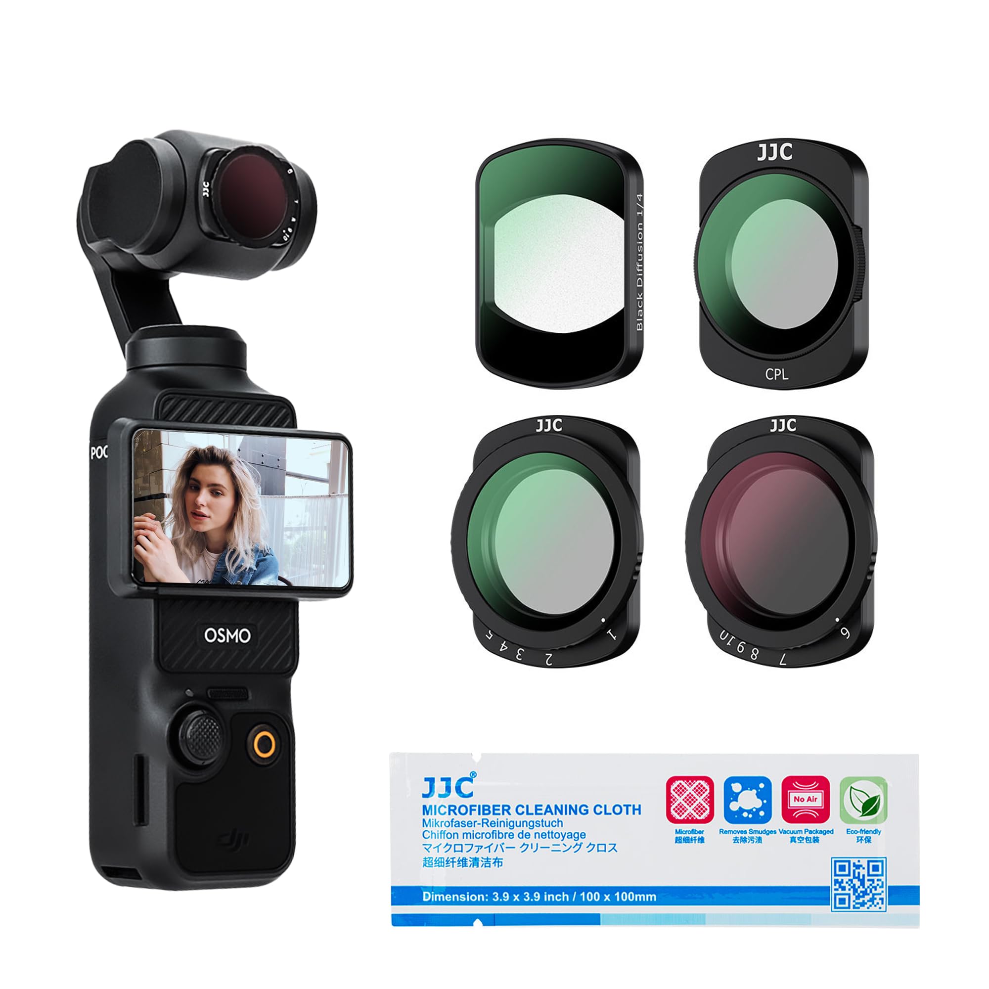 JJC 4-Pack Magnetic ND CPL 1/4 Black Diffusion Filter Set for DJI