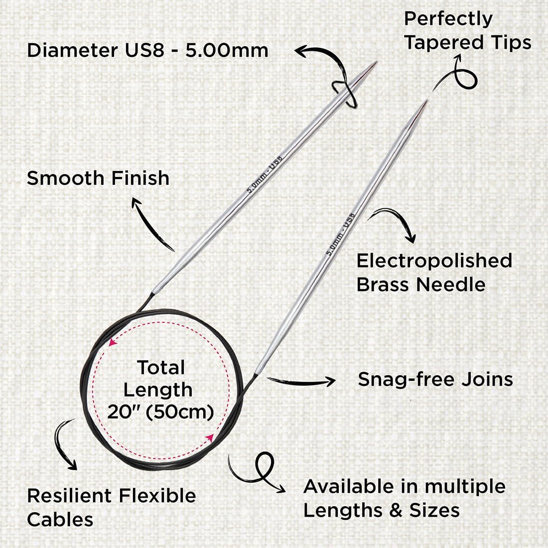 KnitPro Nova Fixed Circular Needles 20" (50cm) | US Size 8 (5mm)