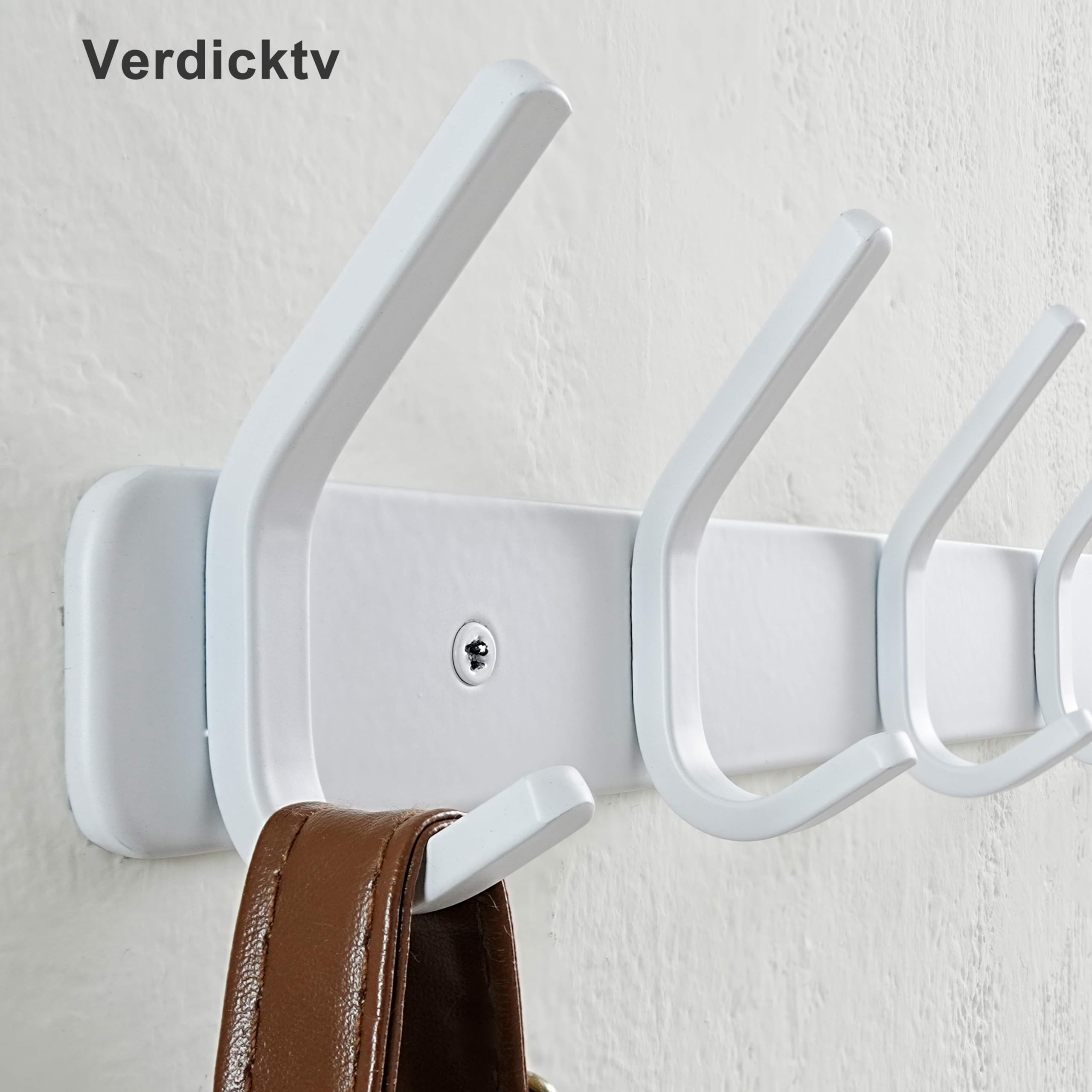 HONSKY Wall Mounted Coat Rack Heavy Duty, 7-Double Hook Metal Towel Rack, Coat Hanger for Entryway Bathroom, Bedroom, White - Image 4