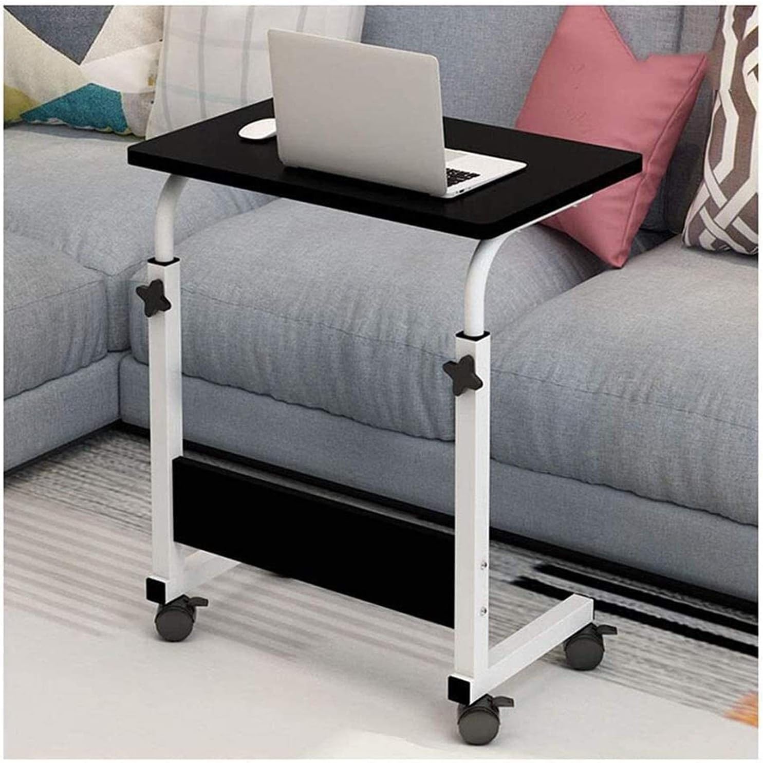 LJYT Sofa Side Table Rotating Mobile End Table, Lazy Bedside Table, Computer Desk Stand Desk Height Adjustable Table Side Table for Bed Sofa Hospital, Movable Table for Home Office