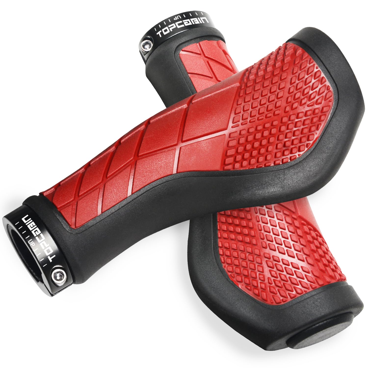 Bike Grips,Ergonomic Design Two-Color Rubber Bicycle Handlebar Grips Widen Holding Bicycle Grips with Comfortable MTB Bike Handlebar Grips for Road Bike