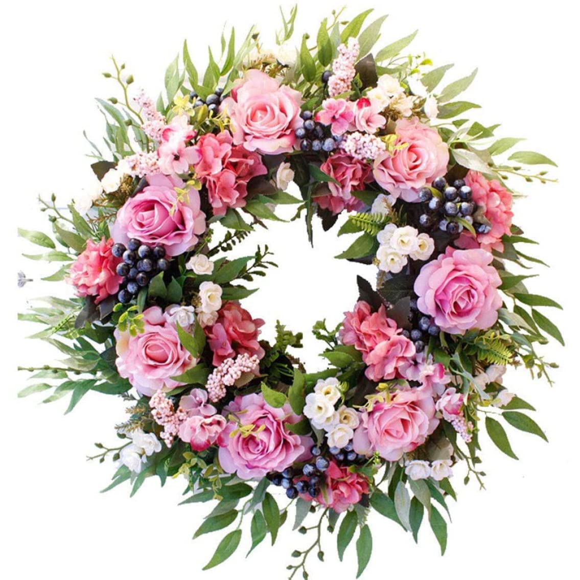Couronne de fleurs artificielles pour décoration murale et suspension de porte