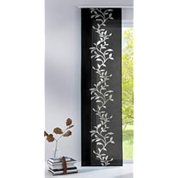 Panel Corredero Gardinenbox Moderna Cortina corredera Tendril Carril, 100% poliéster, Negro, 245 x 60 cm