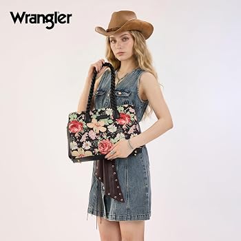 Amazon.com: Montana West Wrangler Floral Print Braided Satchel Bag