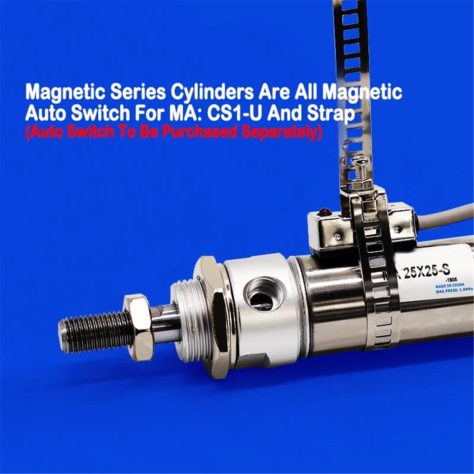 Mini Cylindre pneumatique en Acier Inoxydable, 1 pièce, MA16/20/25X10/15/20/25/30/40/50/60/75/80/100/120/125, Queue Plate SU(Stroke 150mm-S-U,Bore 25mm(MA25))