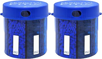 Monster Supplement Medication Pill Dispenser with Compartment Labels - Extra Large Pill Container Bottle Handles Almost Any Supplement - Easy to Dispense Monster Blue UV -2 Pack