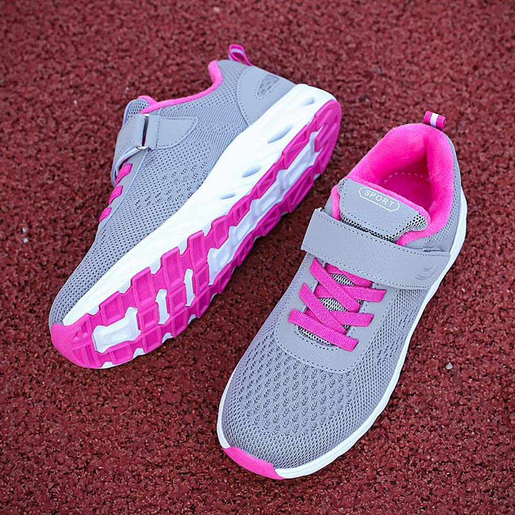 Zapatillas Deportivas Mujer Invierno Al Aire Libre Antideslizante Nieve Cálido Forrado Cómodo Casual Sneakers Gris 37 EU