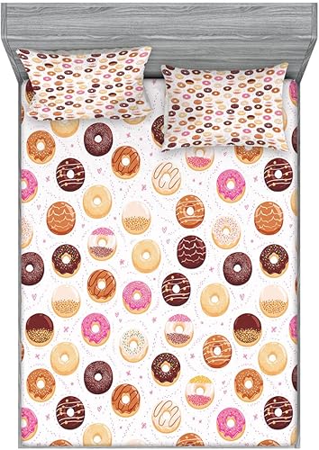 Miniatura 24 de Ambesonne Juego de sábanas bajeras y fundas de almohada, deliciosos tacos con verduras, cocina folclórica, ingredientes de recetas de comida Beige