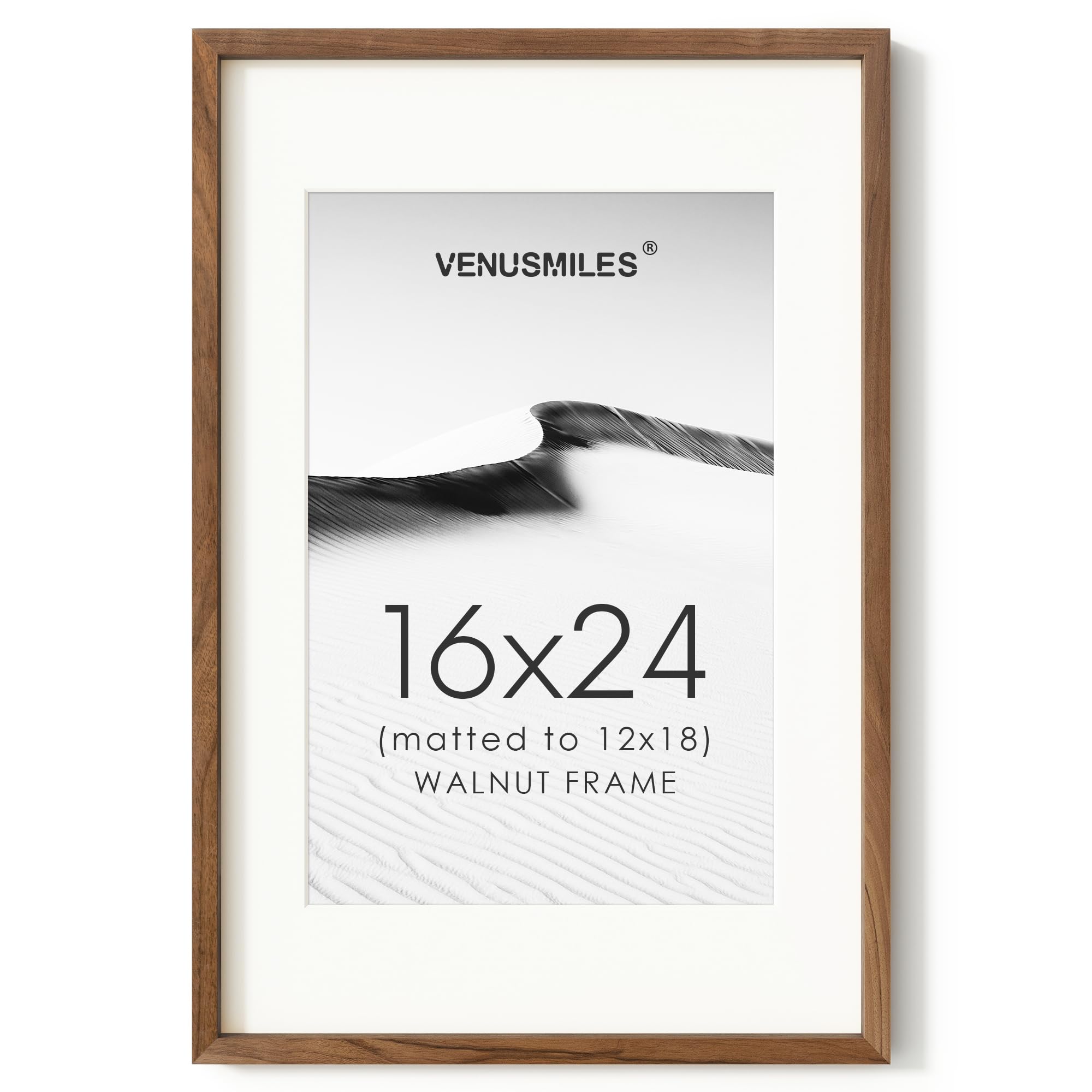 16x24 Poster Frame, USA-Sourced Natural Walnut Wood Picture Collage Frame