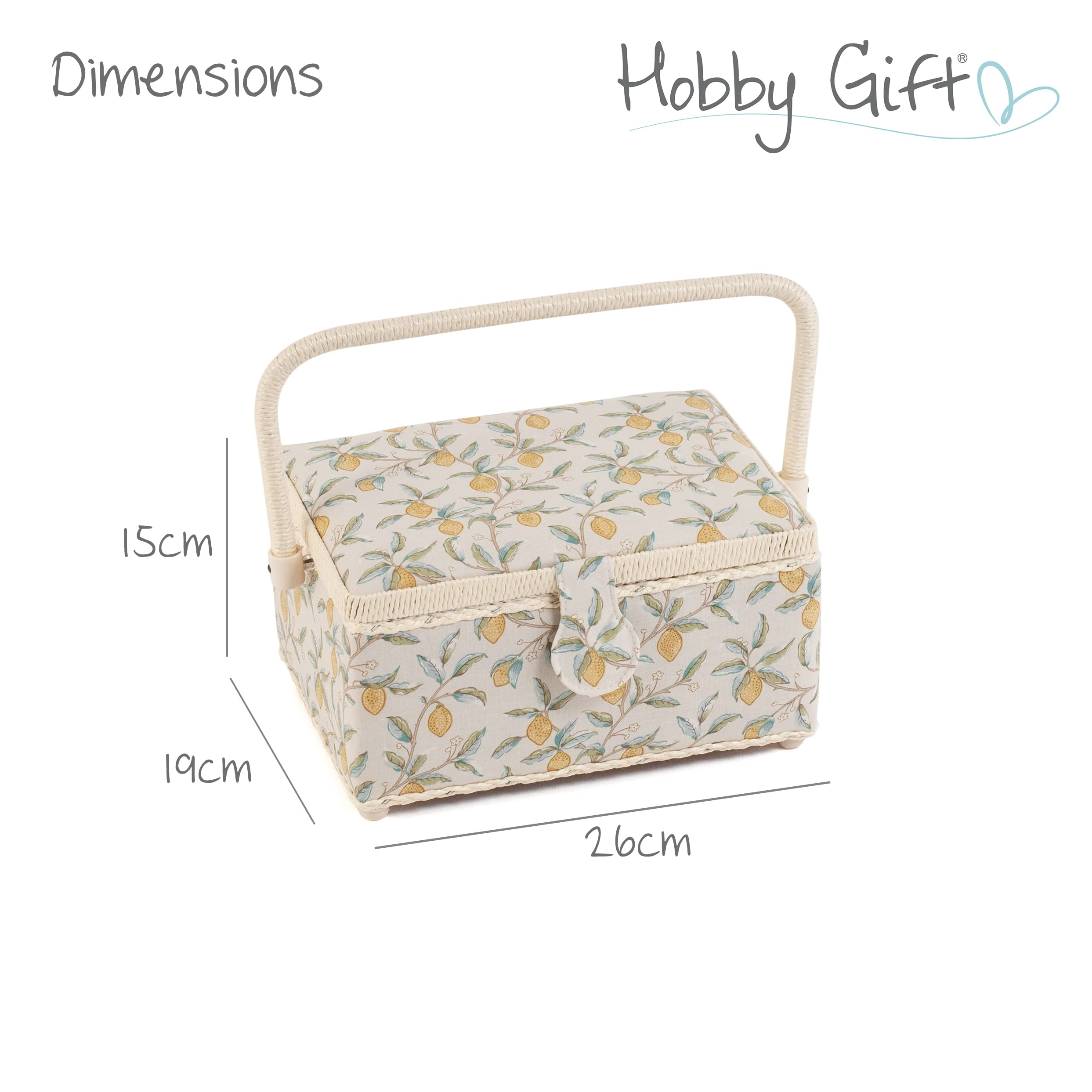 Hobby Gift Boîte de rangement moyenne pour couture et loisirs créatifs Bois/Tissu, Morris citrons