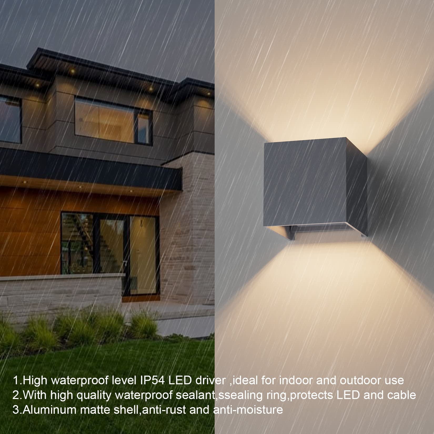 Klighten 4 Pack Aussenlampe mit Austauschbarer G9 LED Lampe Warmweiß 3000K, Aluminium LED Wandlampe Innen/Aussen Einstellbar Abstrahlwinkel Außenwandleuchten für Wohnzimmer Garten, Anthrazit