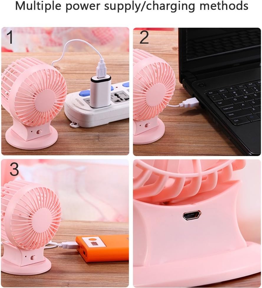 USB Portable Spray Fan Mini Student Rechargeable Dormitory Bed Quiet Angle Adjustable 2 Speed Office Desktop Fan (Color : Blue Size : Plug in) (Plug in)