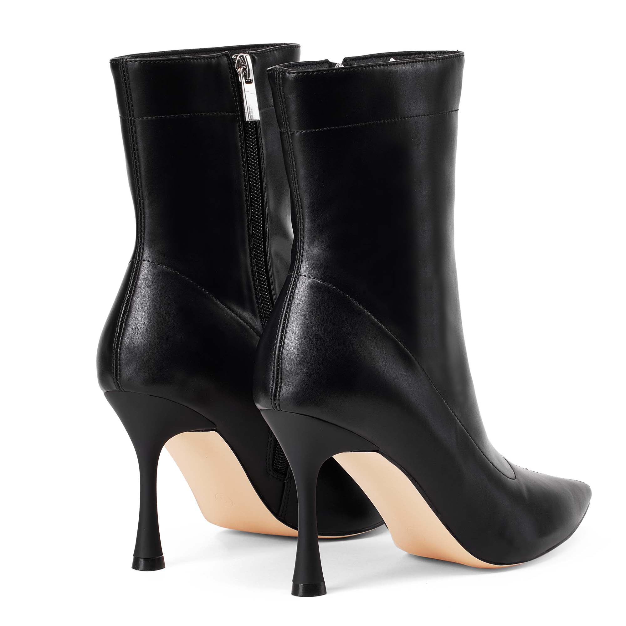 Damskie botki 9 cm szpiczasty nosek - średni obcas szpilki buty robocze dla kobiet modne krótkie buty czarne 8, Czarny, 39.5 EU