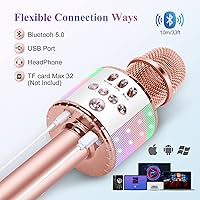 Vista 4 de Micrófono para niños, micrófono inalámbrico Bluetooth Kussla con luces LED, máquina de karaoke para niños, niñas y niños, juguete y regalo para 2