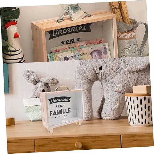 Miniatura 5 de ERINGOGO Wooden Money Box Wooden Piggy Bank Coin Holder Light House Decorations for Home Girl Baby Gifts Home Décor Wooden Coin Bank Money Holder