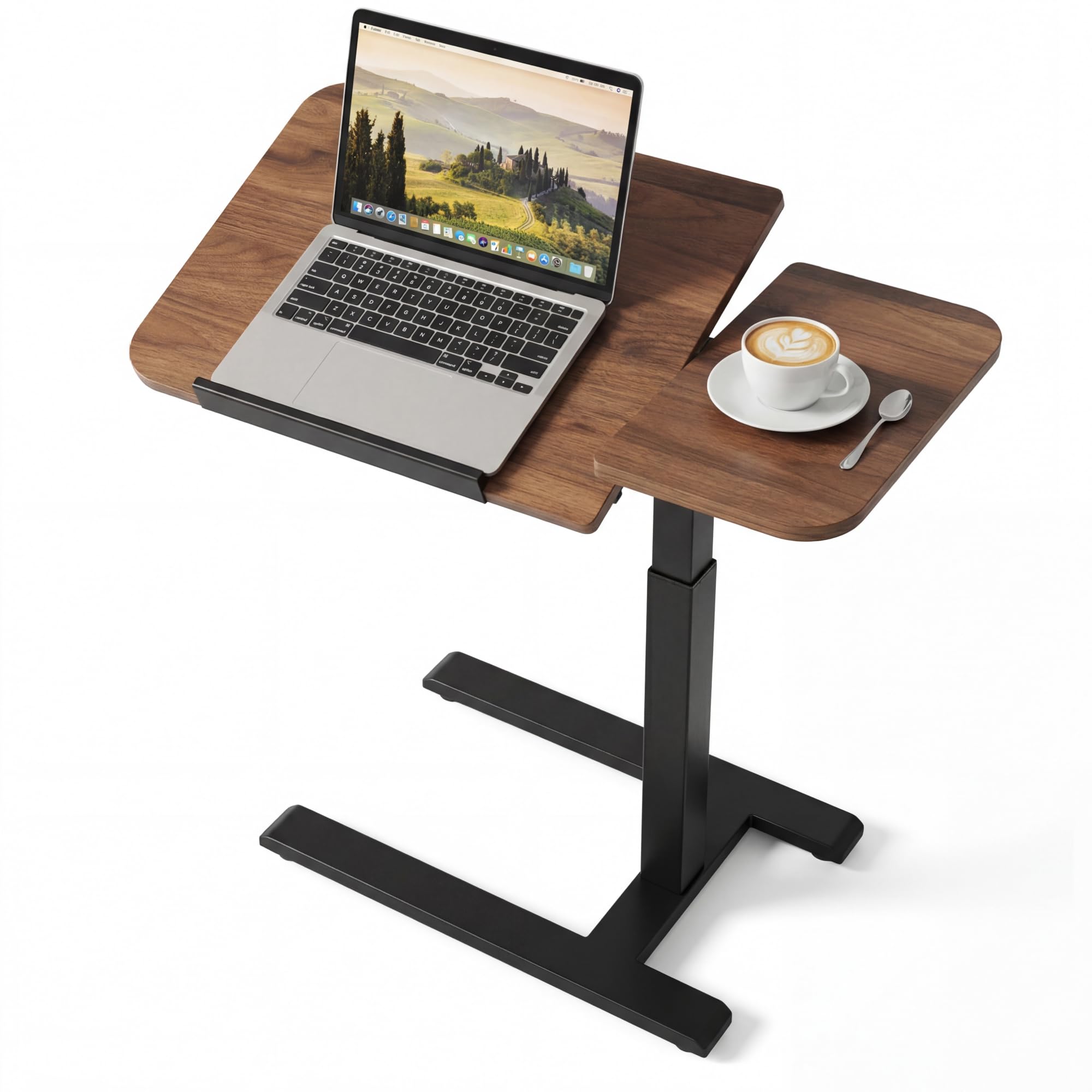 Viviendo Mesa Auxiliar para Cama con Ruedas, Marrón, Regulable en Altura 68–108 cm con Pistón de Gas, Mesa para Ordenador Portátil con Tablero Inclinable, para Cama, Sofá y Oficina, 70 x 40 cm