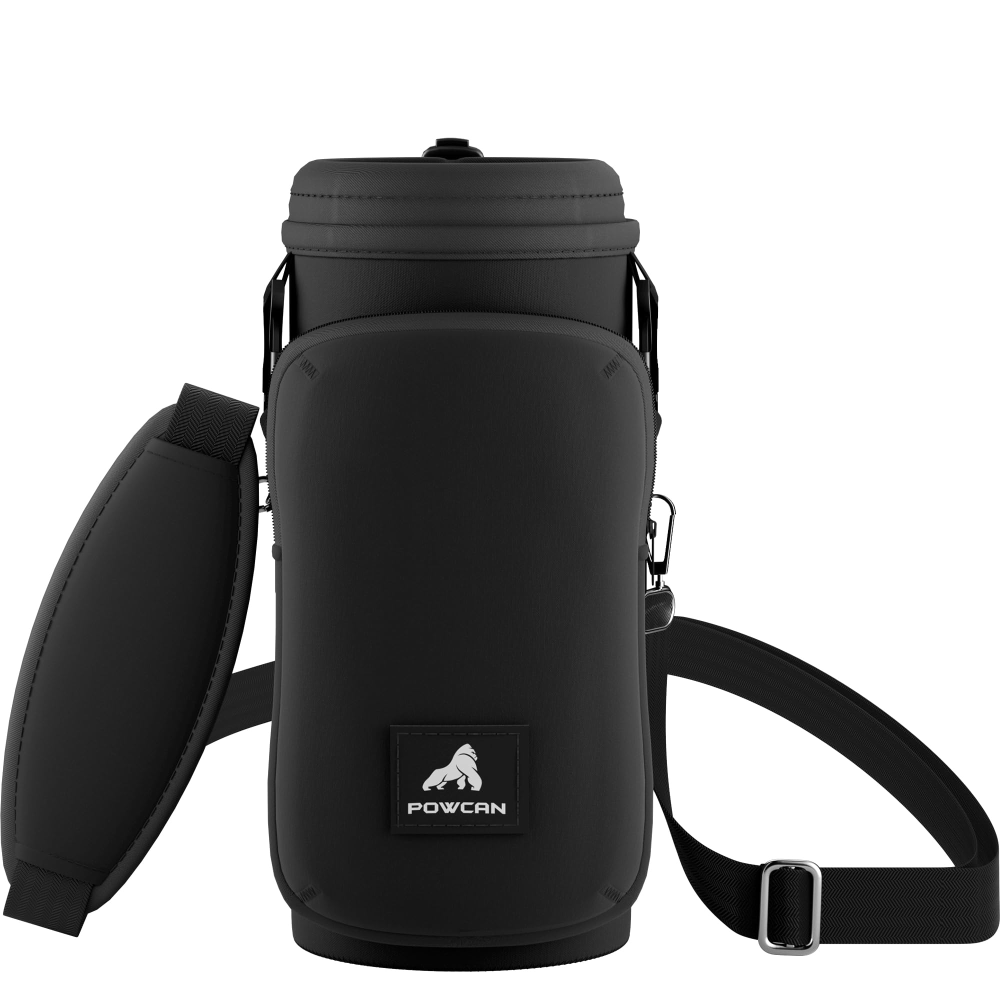 POWCANWater Bottle Holder with Strap, Fits 32/40 oz Bottle, Adjustable Shoulder Strap with Phone Pocket, Neoprene Sleeve, Water Bottle Carrier Bag for Hiking, Travelling and Camping (Dark Knight)