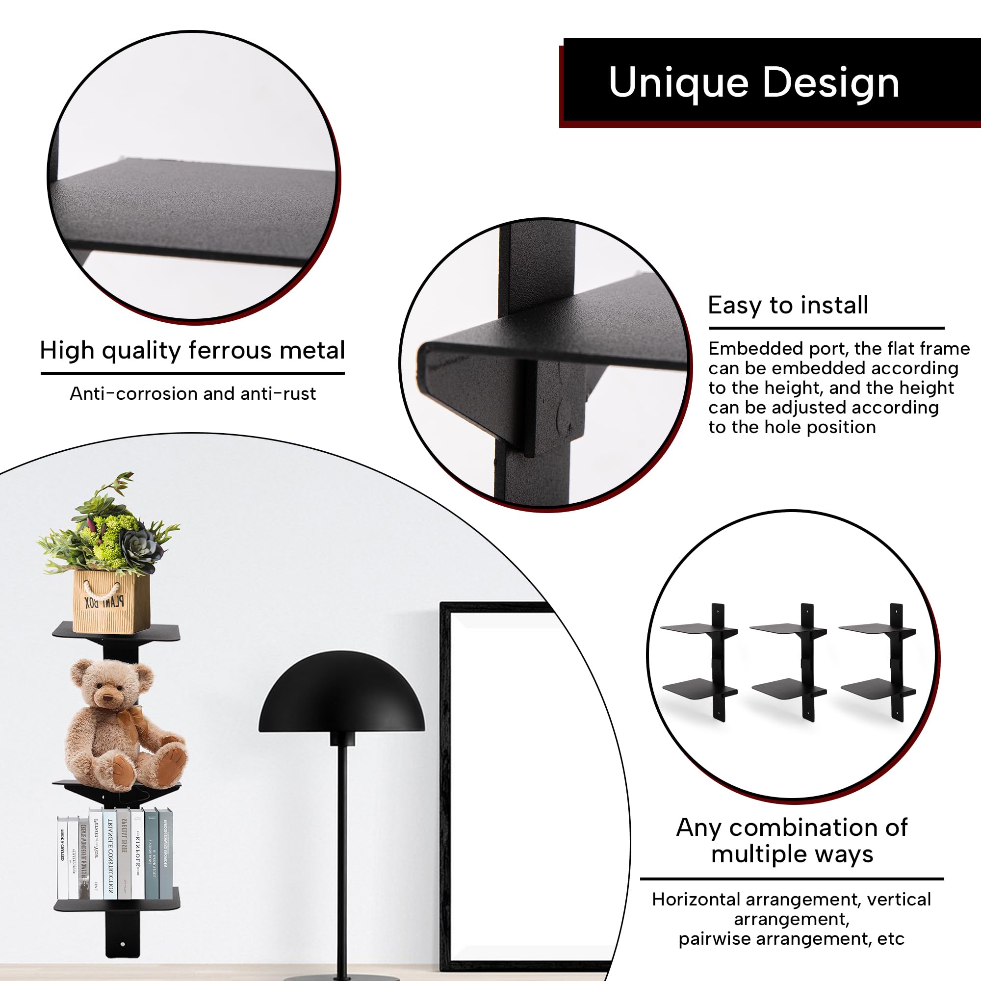 Amazon｜Defined Deco ブラックフローティング本棚 - 見えない