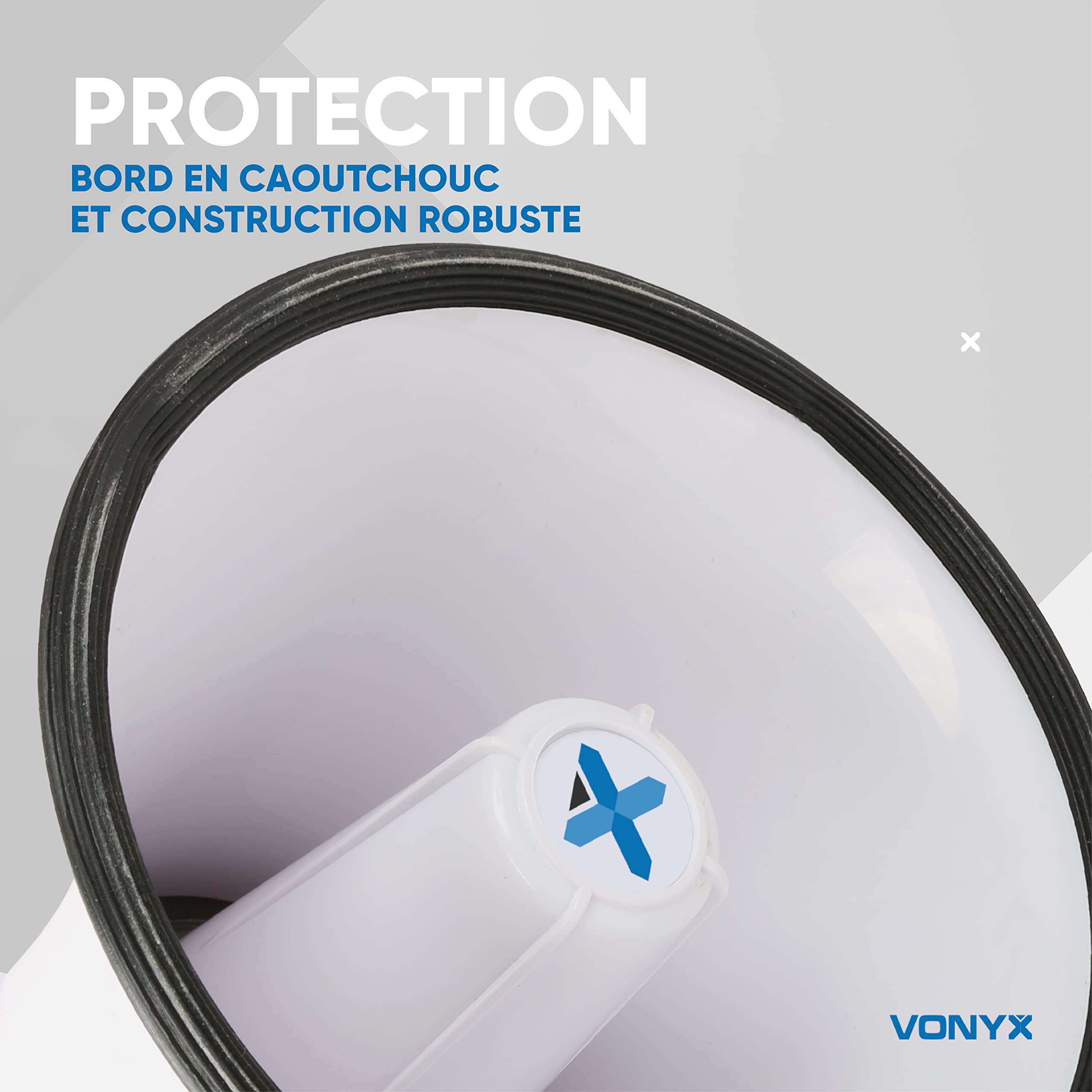 VONYX MEG020 Mégaphone Compact 20W, Idéal pour Manifestations et Matchs Sportifs - Jusqu’à 700 Mètres, Fonctions Enregistrement et Sirène, Poignée avec Dragonne, Réglage du Volume