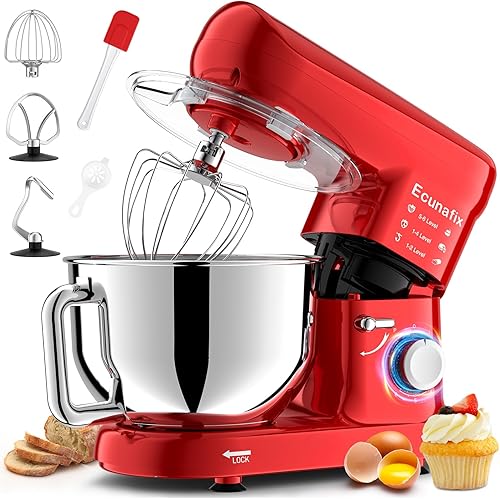 Kitchen Stand Mixer, 6.5Qt Household Stand Mixers, 660W 6+P Speed Tilt-Head Electric Dough Mixer, Food Mixers for Daily Use with Dough Hooks, Whisk, Beater