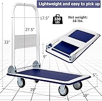 Vista 9 de S AFSTAR Carrito plegable con plataforma rodante para garaje, almacén, carrito de cama plana portátil con ruedas giratorias antideslizantes Azul
