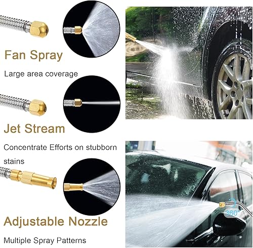 Miniatura 3 de Hbaushun Varita de lavadora de alta presión, rociador de presión Hydro Jet, riego flexible de jardín con 3 boquillas, extremo de manguera universal,