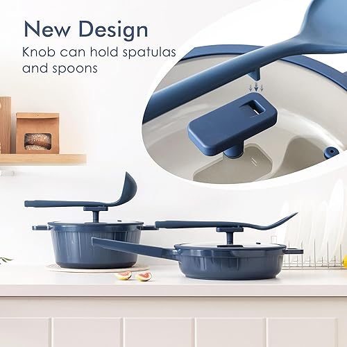 Miniatura 7 de SENSARTE Juego de utensilios de cocina antiadherentes de 15 piezas, incluye sartén para tortilla de 8 pulgadas con tapa, sartén compatible con