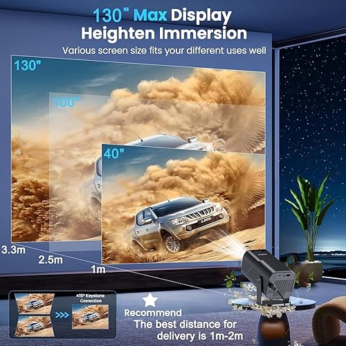 Miniatura 4 de Proyector Keystone automático inteligente con WIFI y Bluetooth, giratorio de 270°, mini proyector portátil AMX500, proyector 4K nativo 1080P,