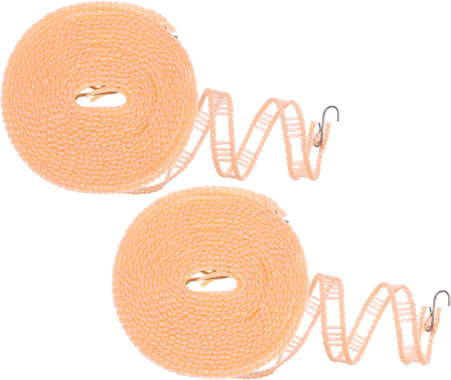 uxcell 2pcs Windproof Clothesline, 5M 16.4ft Plastic Non-Slip Clothes Drying Rope Portable Travel Clothesline for Courtyard Outdoor Laundry Camping, Beige