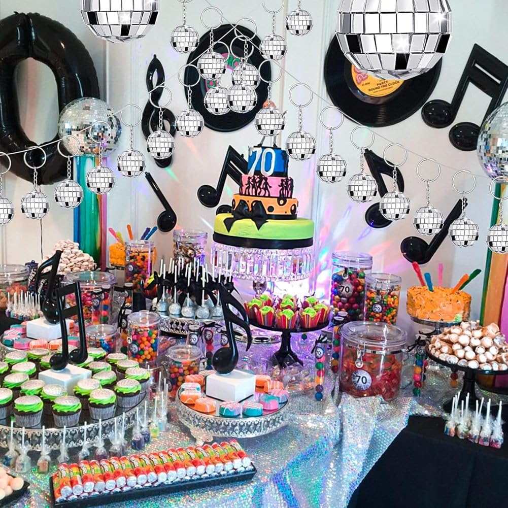 Yopeissn 60 Mini Disco Ball Sleutelhanger Set voor Thema Decoraties 70s Party Favors