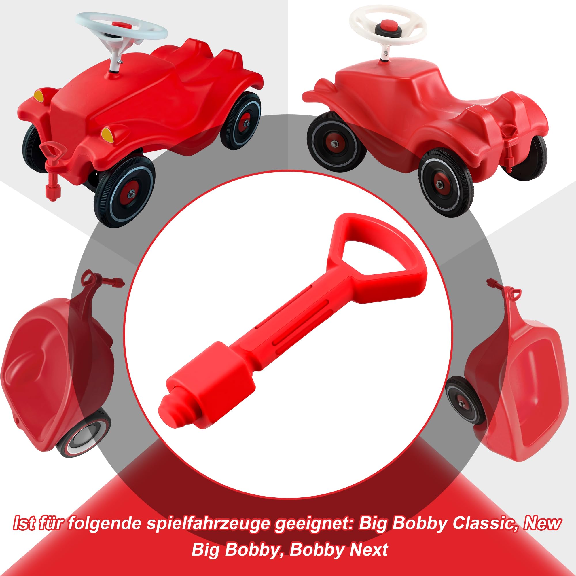 Enhon 2 stuks reservekoppelingspinnen voor Big Bobby Car Classic, rode trekhaak, accessoires voor kindervoertuigen, hoogwaardige kunststof