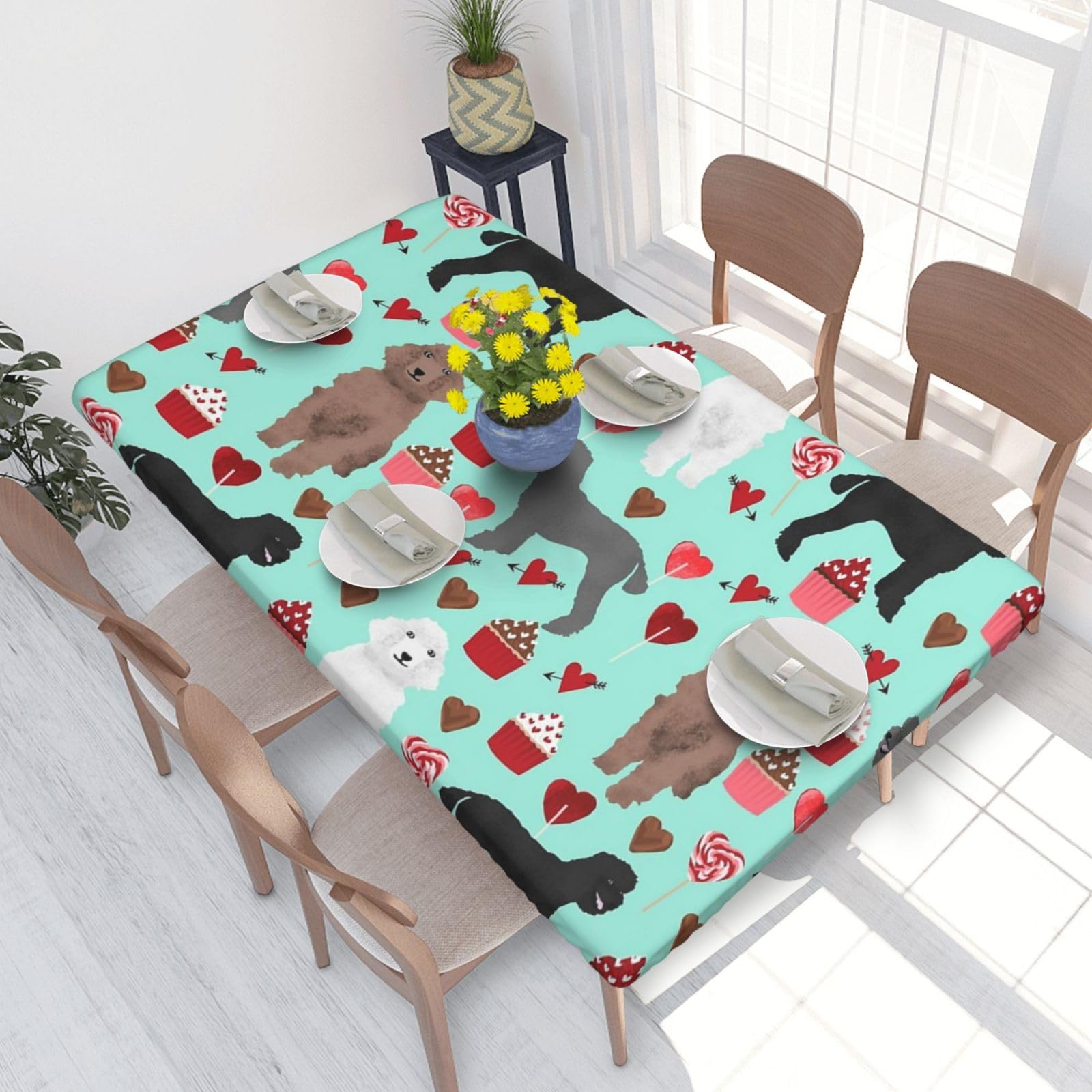 BNVSADC Poodles Dogs Printed 4FT Tablecloth 122x76 CM Polyester Kitchen Water Resistant Table Cloth Dining Table Decoration Table Covers